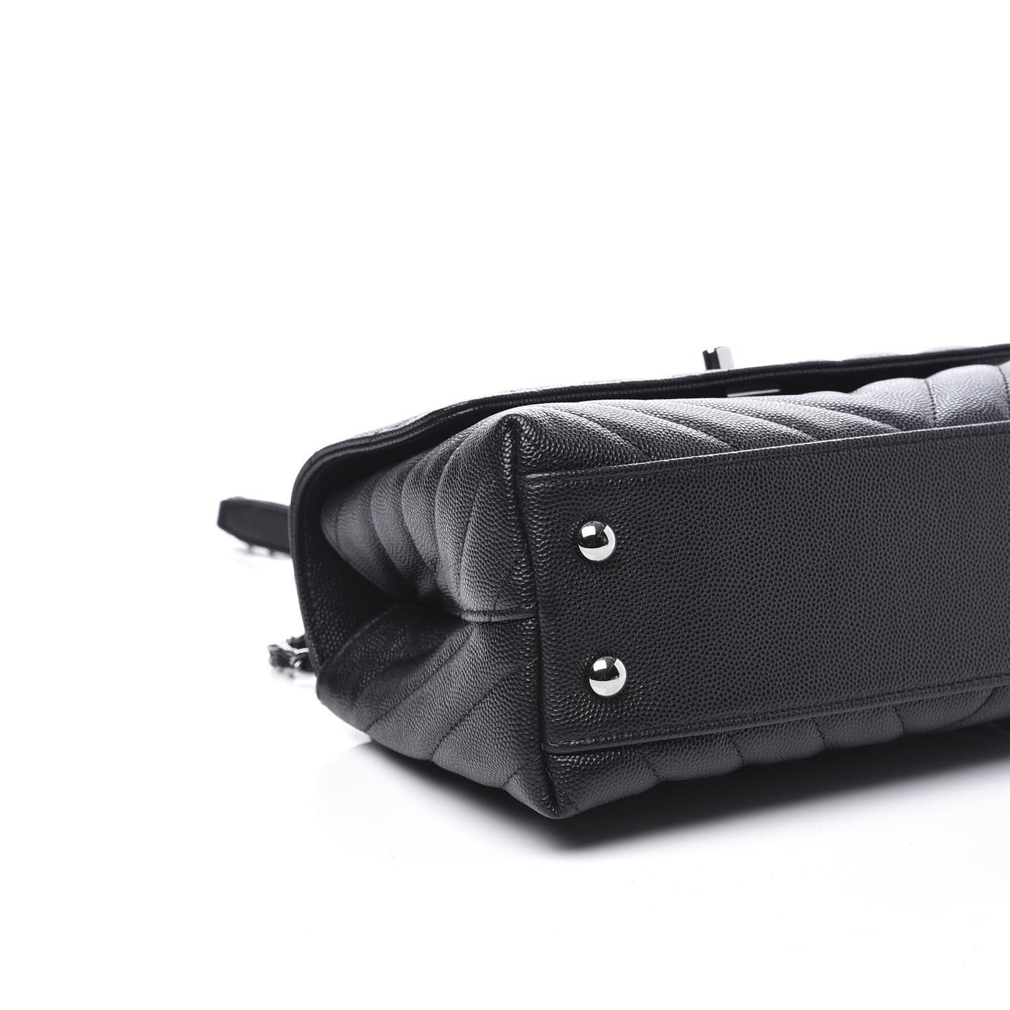 Caviar Chevron Quilted Mini Coco Handle Flap Black