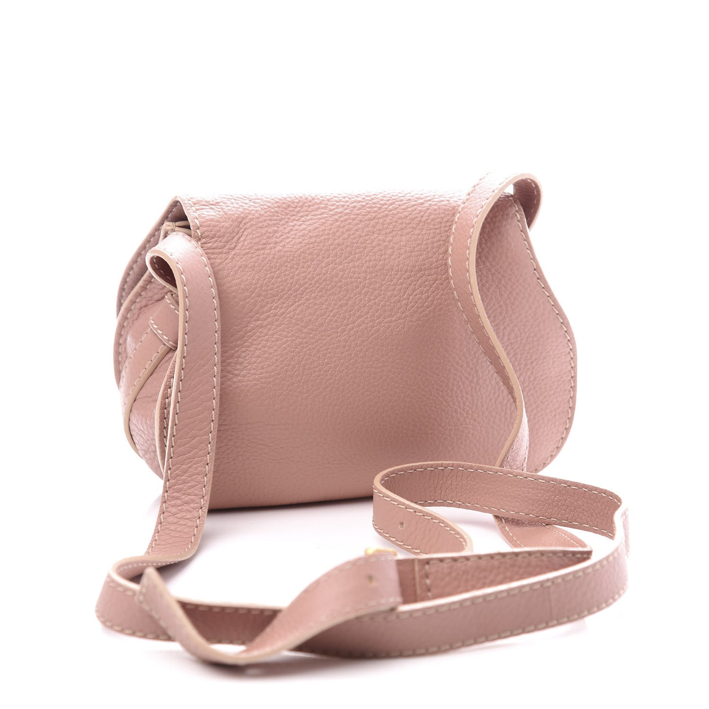 Grained Calfskin Small Marcie Saddle Bag Anemone Pink