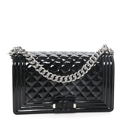 Chanel Patent Calfskin Quilted Medium Plexiglass Boy Flap Black 1 of 10