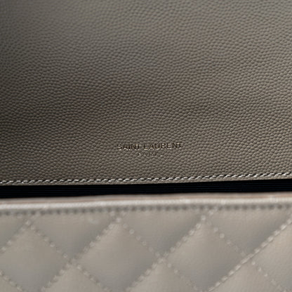 Saint Laurent Grain De Poudre Textured Mixed Matelasse Medium Triquilt Monogram Satchel Dark Latte 6 of 9
