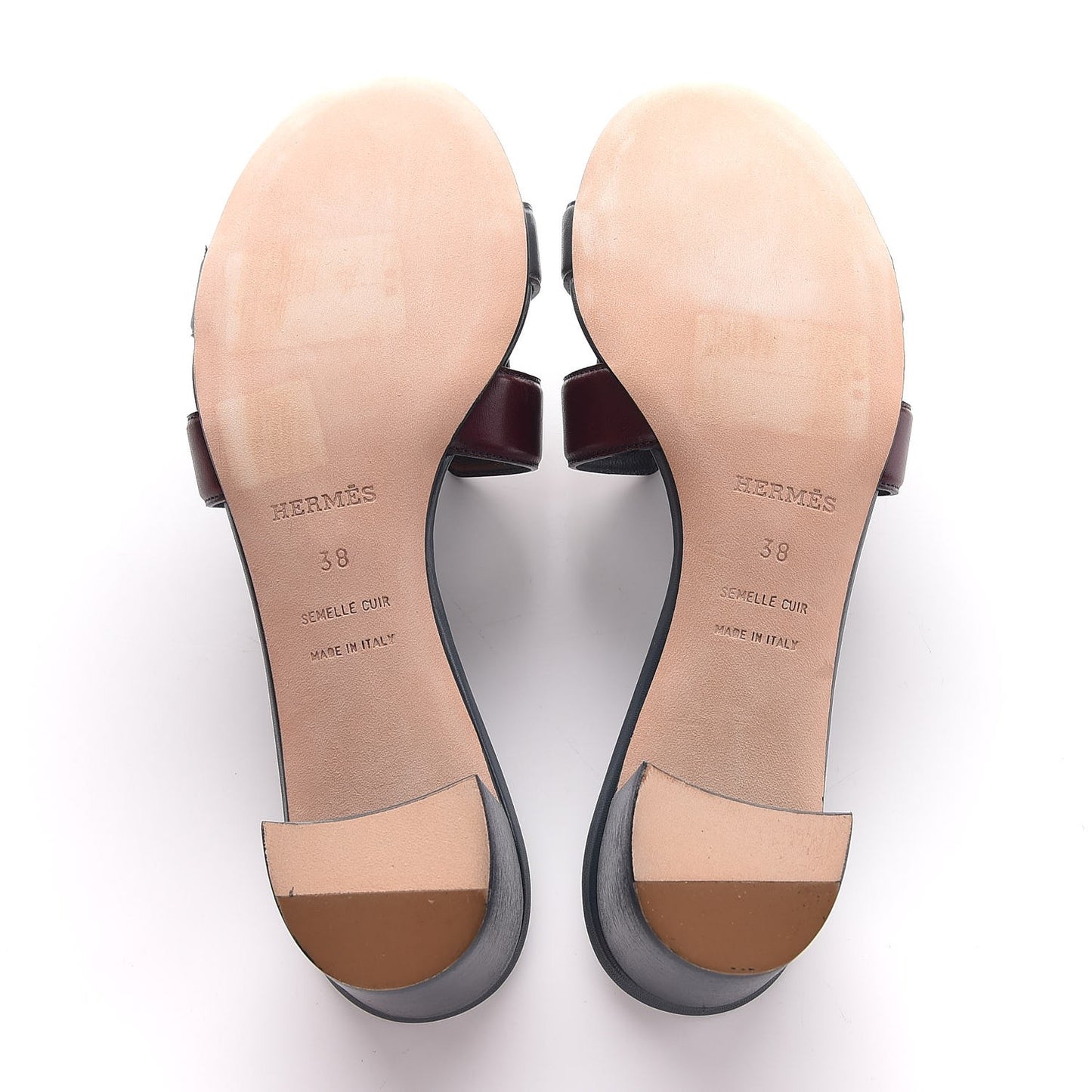 Calfskin Oasis Sandals 38 Bleu Ardoise Bordeaux