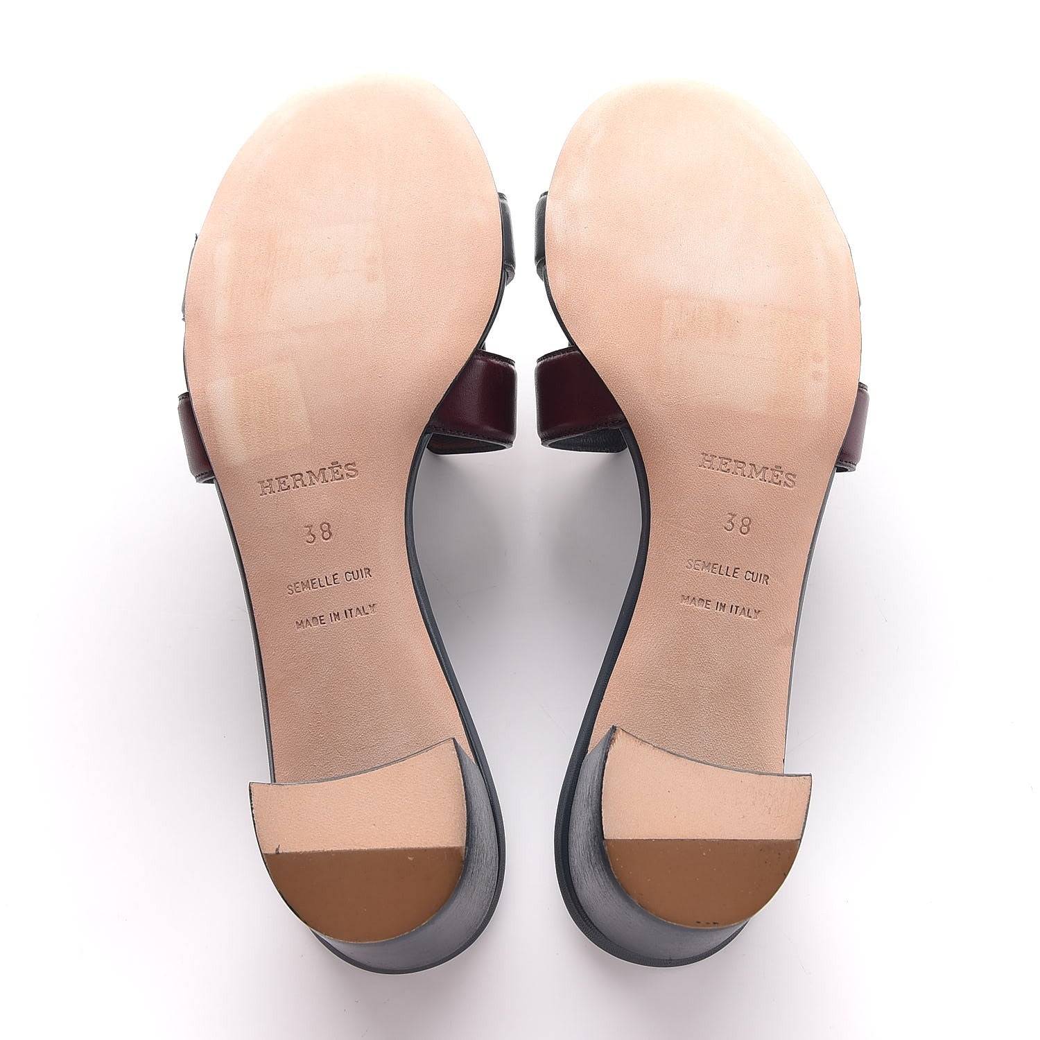 Hermes Calfskin Oasis Sandals 38 Bleu Ardoise Bordeaux 5 of 9