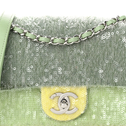 Chanel Sequin Mini Waterfall Flap Green Light Green Yellow 8 of 11