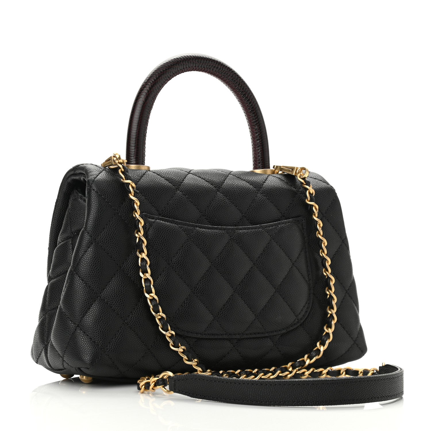 Chanel Caviar Lizard Embossed Quilted Mini Coco Handle Flap Black 5 of 20