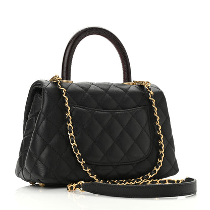 Chanel Caviar Lizard Embossed Quilted Mini Coco Handle Flap Black 5 of 20