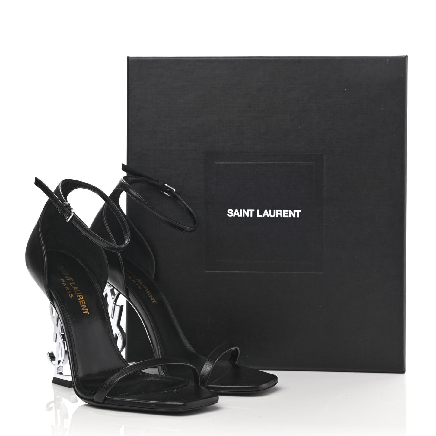 Calfskin Opyum 110 Sandals 36.5 Black Silver