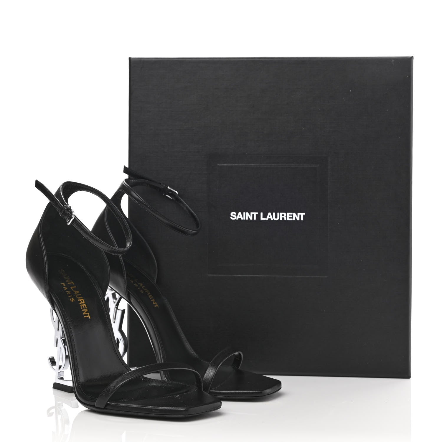 Saint Laurent Calfskin Opyum 110 Sandals 36.5 Black Silver 9 of 9