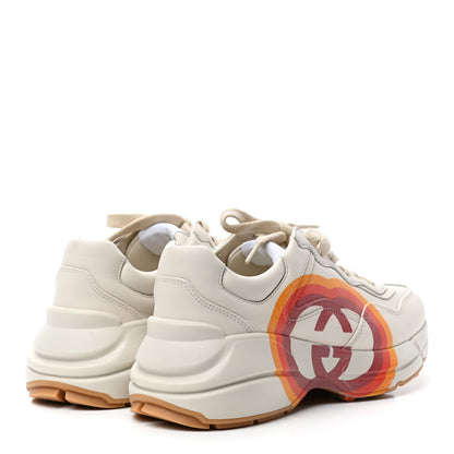 Gucci Calfskin Interlocking G Heart Rhyton Sneakers 35 Mystic White 4 of 8
