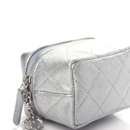 Chanel Metallic Caviar Quilted Mini Top Handle Vanity With Chain Silver 8 of 10
