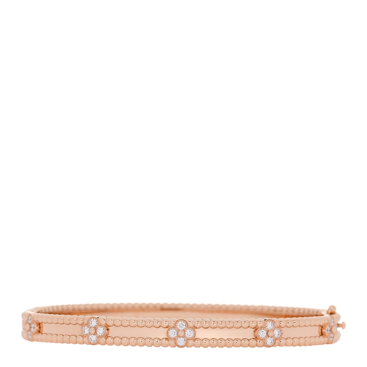 18K Rose Gold Diamond Perlee Sweet Clovers Bracelet L