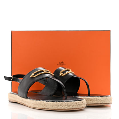Hermes Goatskin Eloise Espadrille Sandals 41 Black 9 of 9