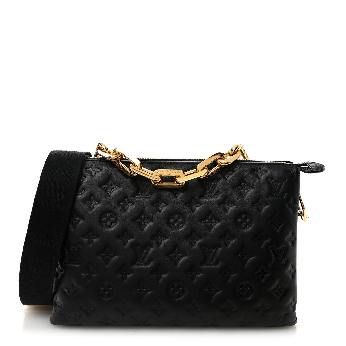 Lambskin Embossed Monogram Coussin MM Black