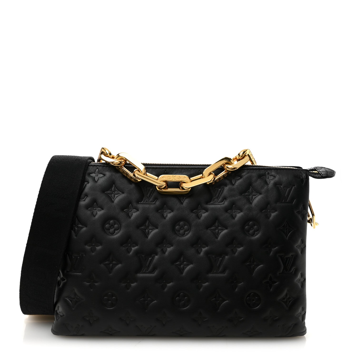 Louis Vuitton Lambskin Embossed Monogram Coussin MM Black 1 of 10