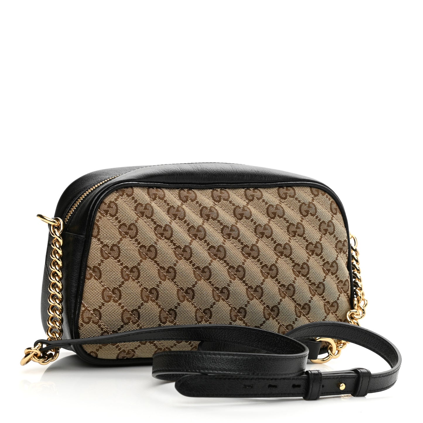 Monogram Matelasse Diagonal Small GG Marmont Chain Shoulder Bag Beige Black