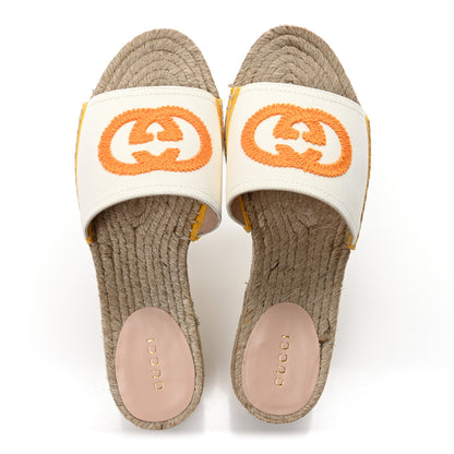Gucci Canvas Interlocking G Espadrille Slide Sandals 36 Mystic White Mais 2 of 10