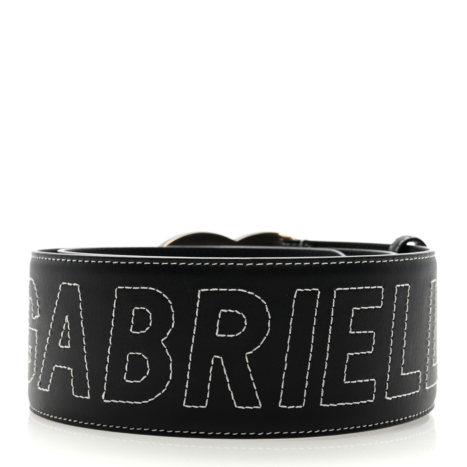 Chanel Calfskin Resin Gabrielle CC Logo Belt 85 34 Black 2 of 4