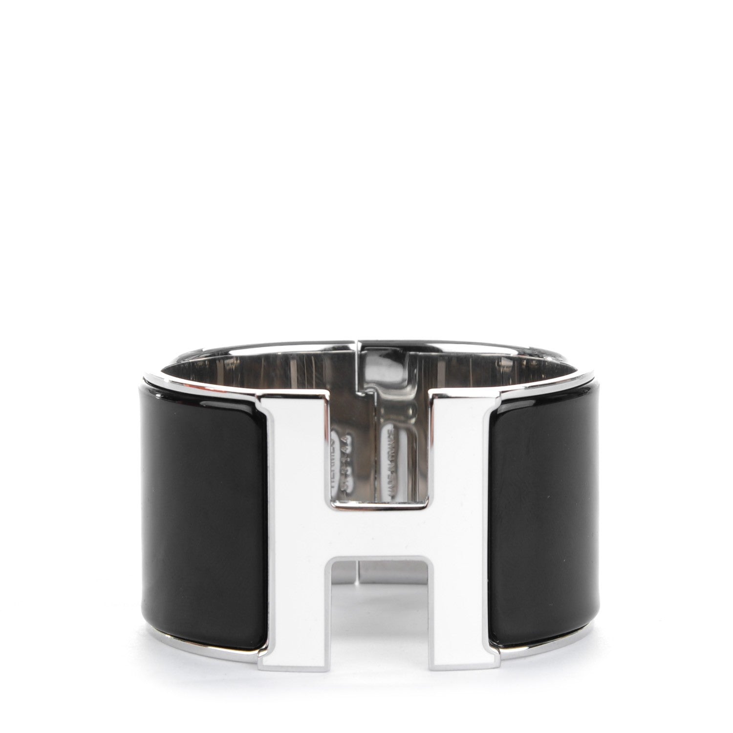 Hermes Extra Wide Clic Clac H Bracelet PM Noir Blanc 1 of 5