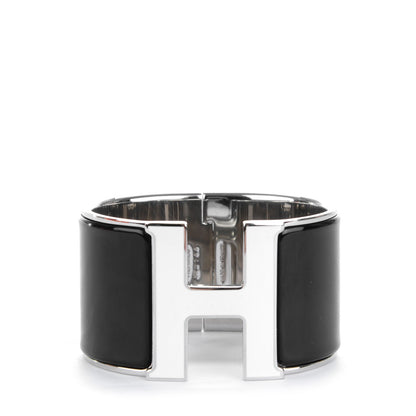 Hermes Extra Wide Clic Clac H Bracelet PM Noir Blanc 1 of 5