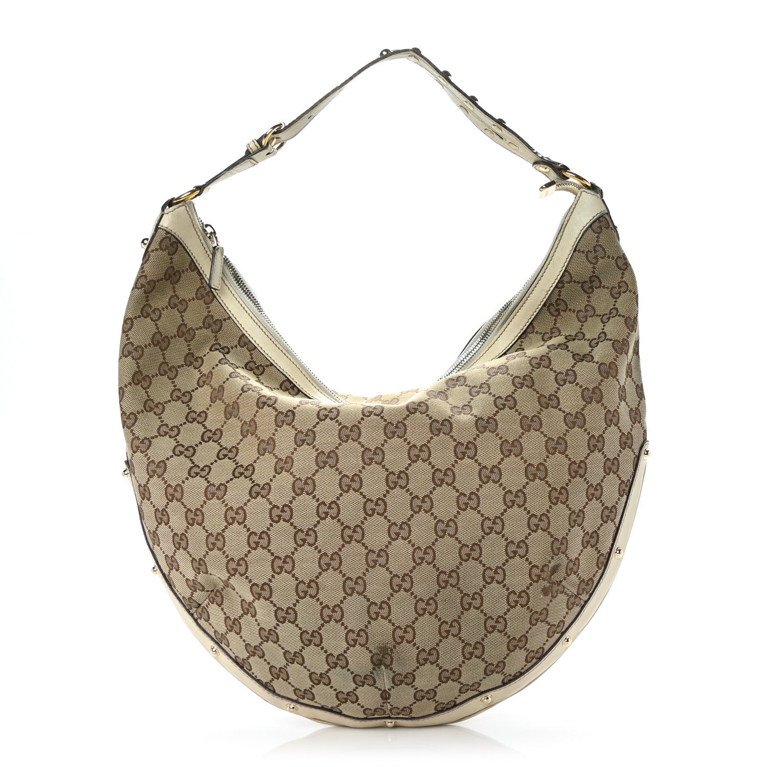 Gucci Monogram Large Biba Studded Hobo Off White 1 of 11