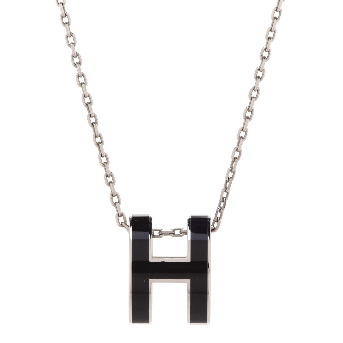 Lacquered Palladium Pop H Pendant Necklace Black