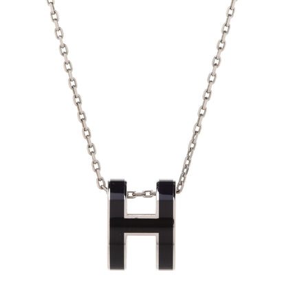 Hermes Lacquered Palladium Pop H Pendant Necklace Black 4 of 7