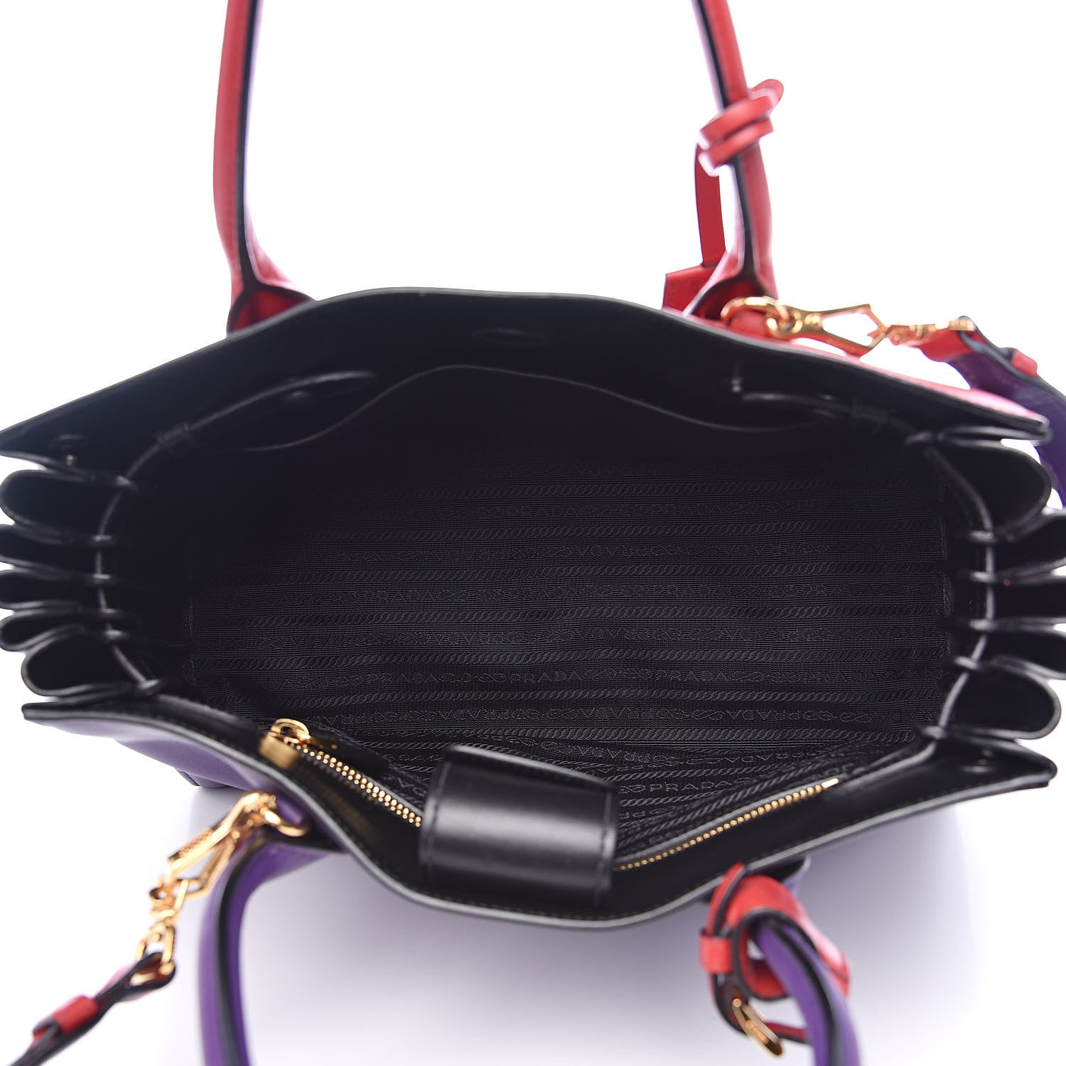 Prada City Calfskin Medium Colorblock Bibliothèque Tote Fuoco Viola Black 5 of 13