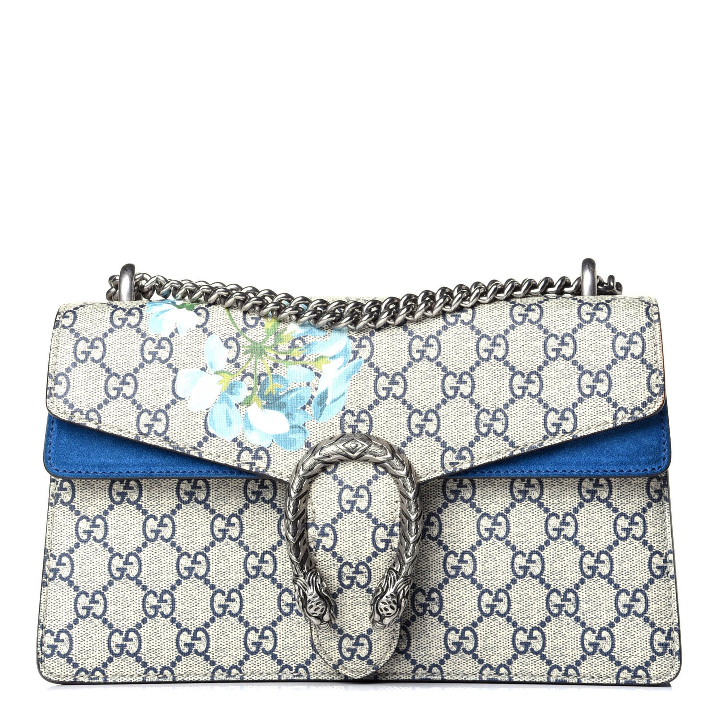 GG Supreme Monogram Blooms Small Dionysus Shoulder Bag Beige Navy Vintage Blue