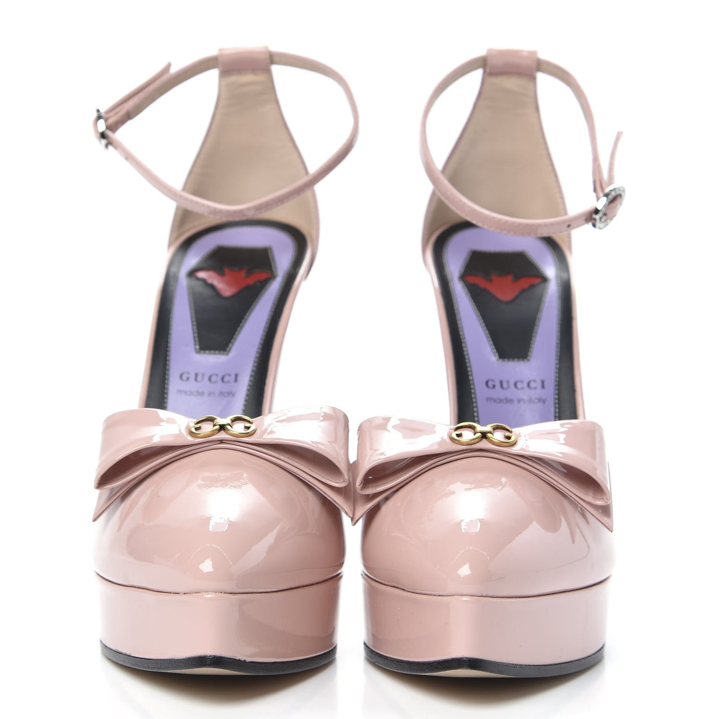 Patent Crystal GG Bow Sadie Spike Ankle Strap d'Orsay Platform High Heel Pumps 37 Perfecct Pink