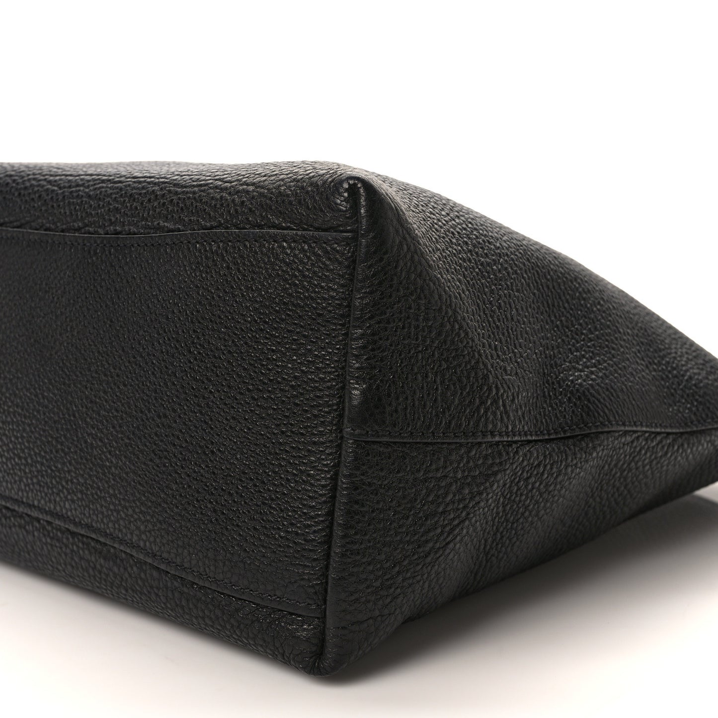 Vitello Daino Embossed Logo Tote Black