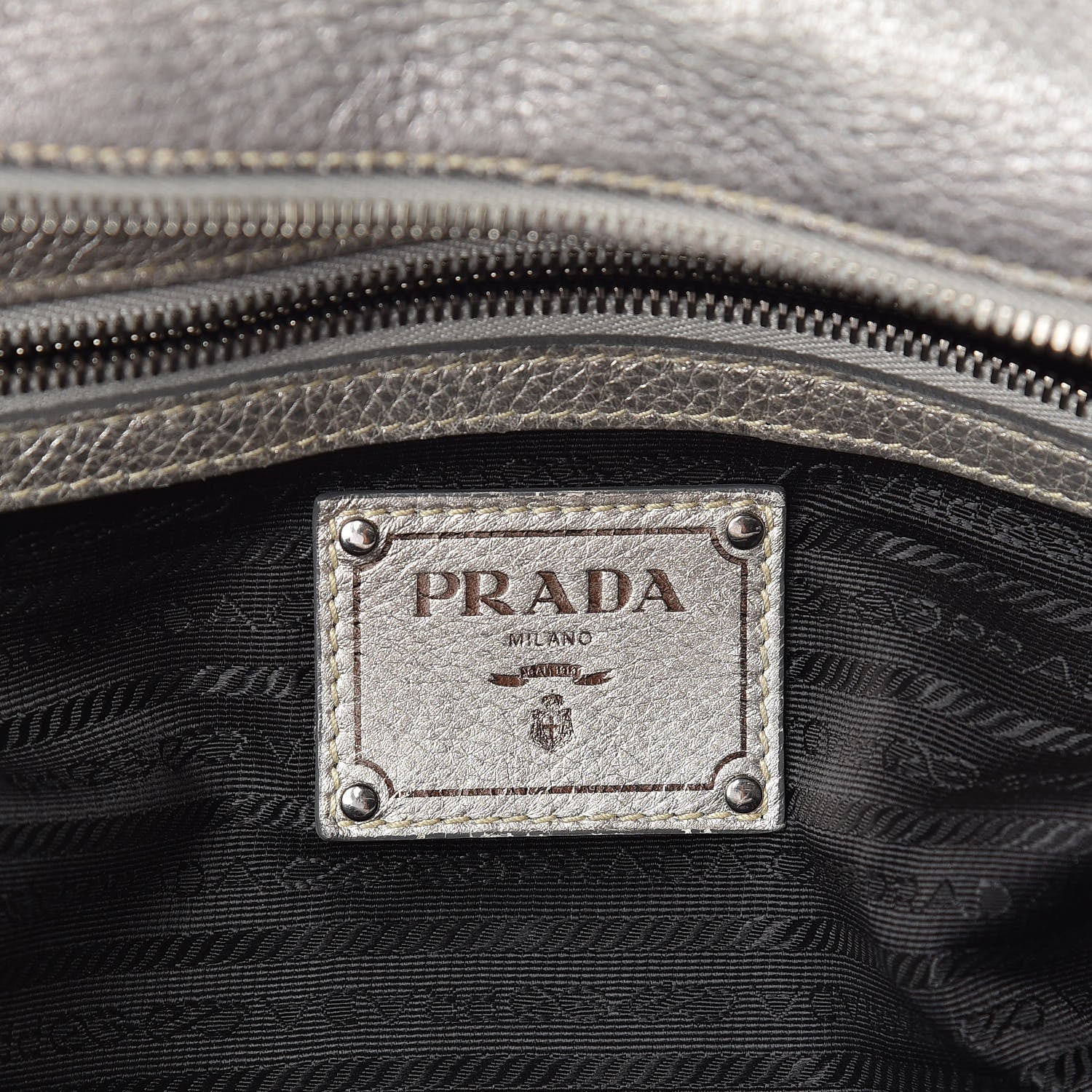 Prada Cervo Lux Bowler Bag Argento 6 of 20