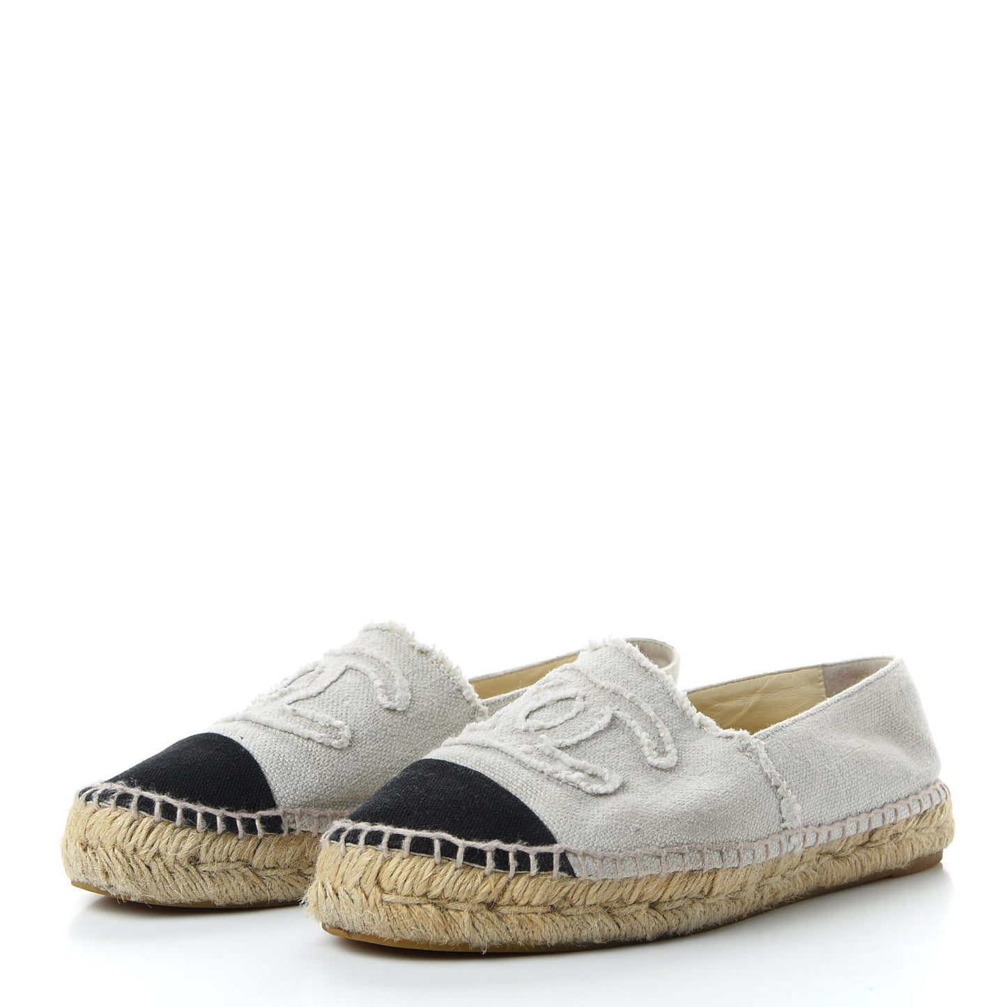 Linen CC Espadrilles 39 Beige Black