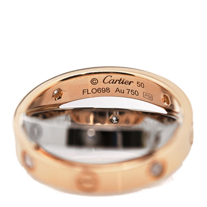 Cartier 18K Pink White Gold 6 Diamond LOVE Ring 50 5.25 4 of 5