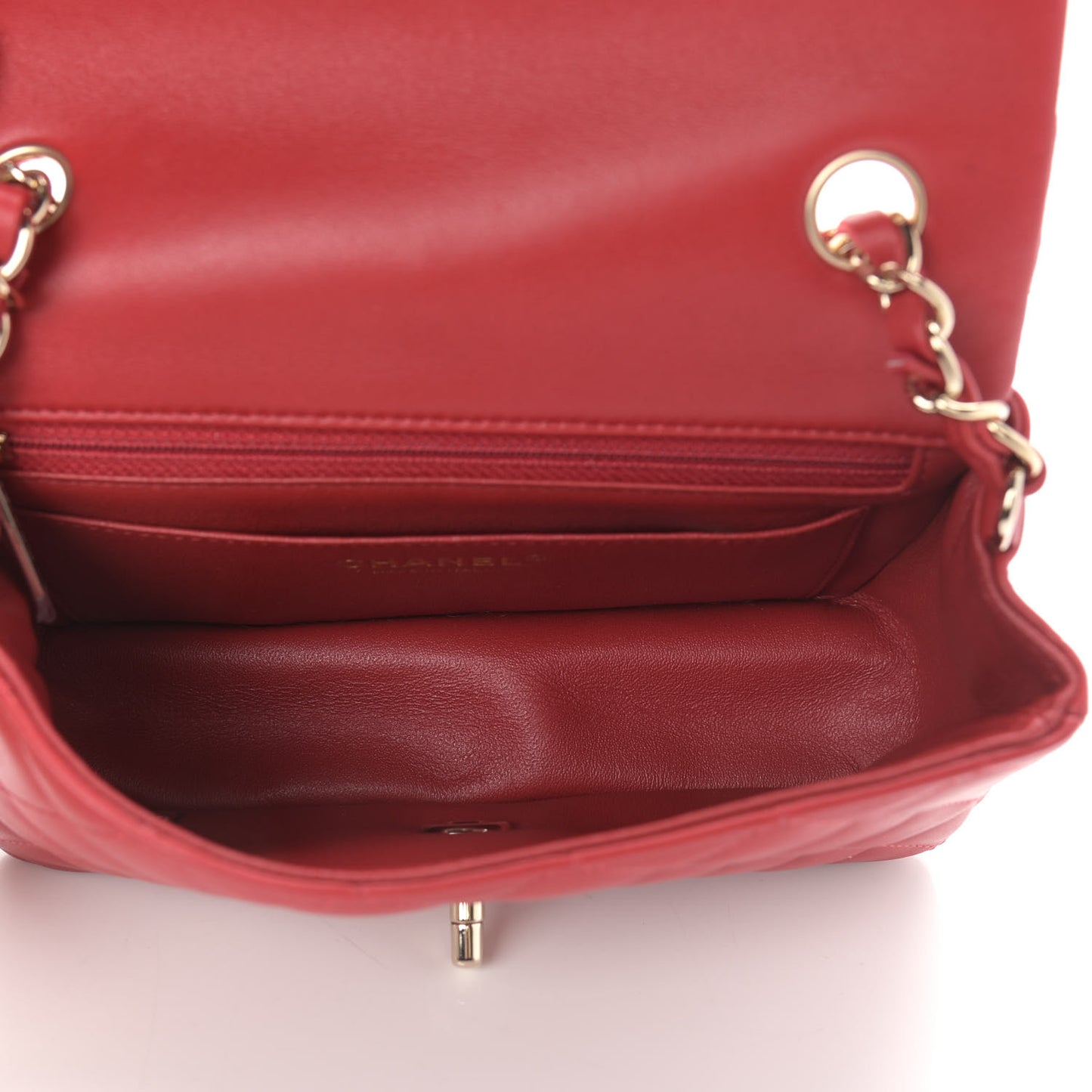 Lambskin Quilted Mini Rectangular Flap Red