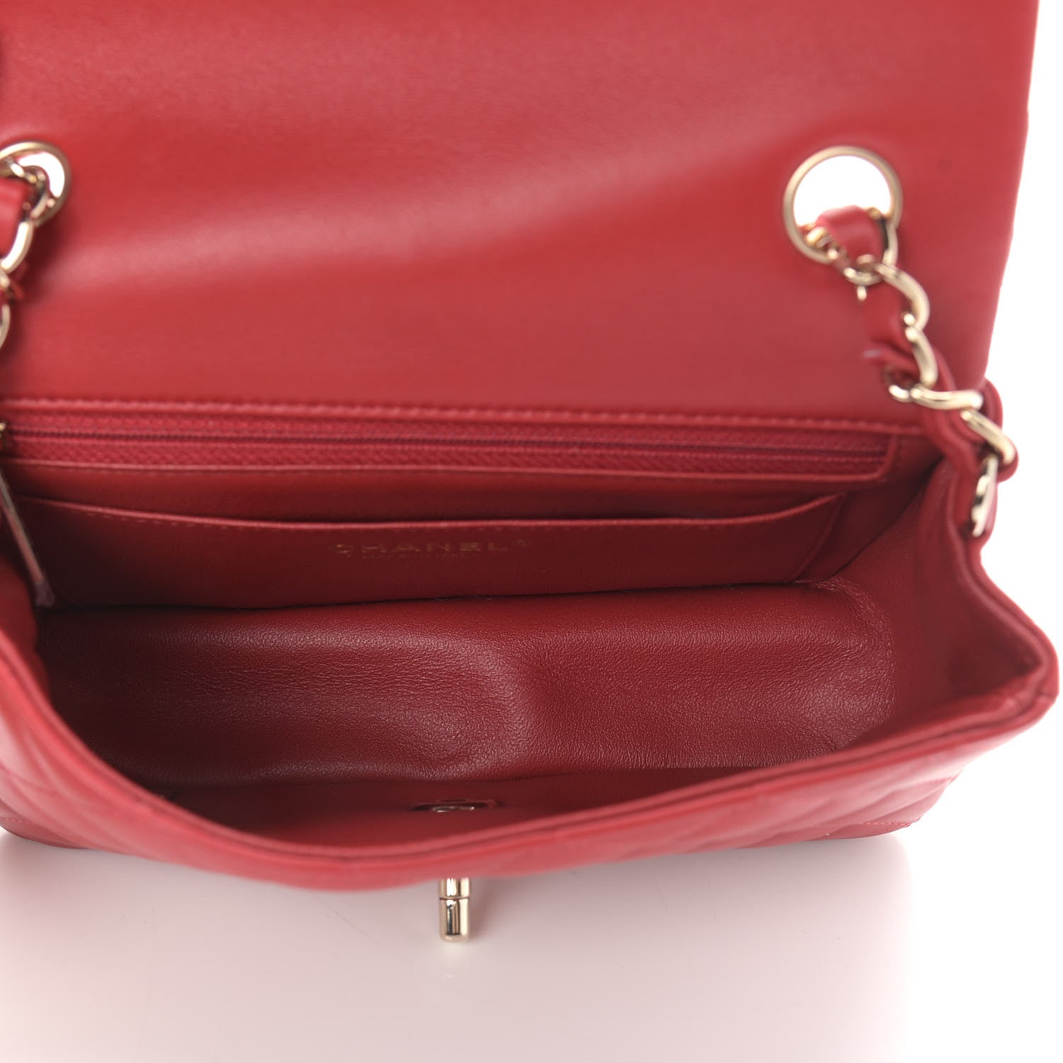 Chanel Lambskin Quilted Mini Rectangular Flap Red 5 of 9