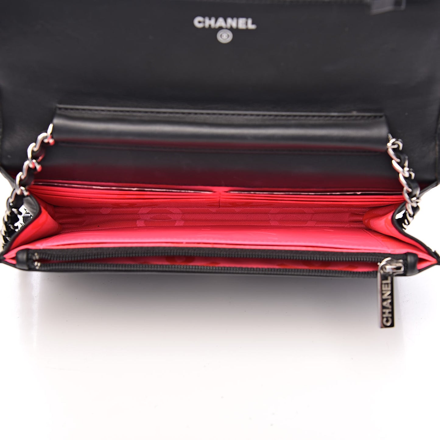 Calfskin Quilted Cambon Wallet On Chain WOC Black