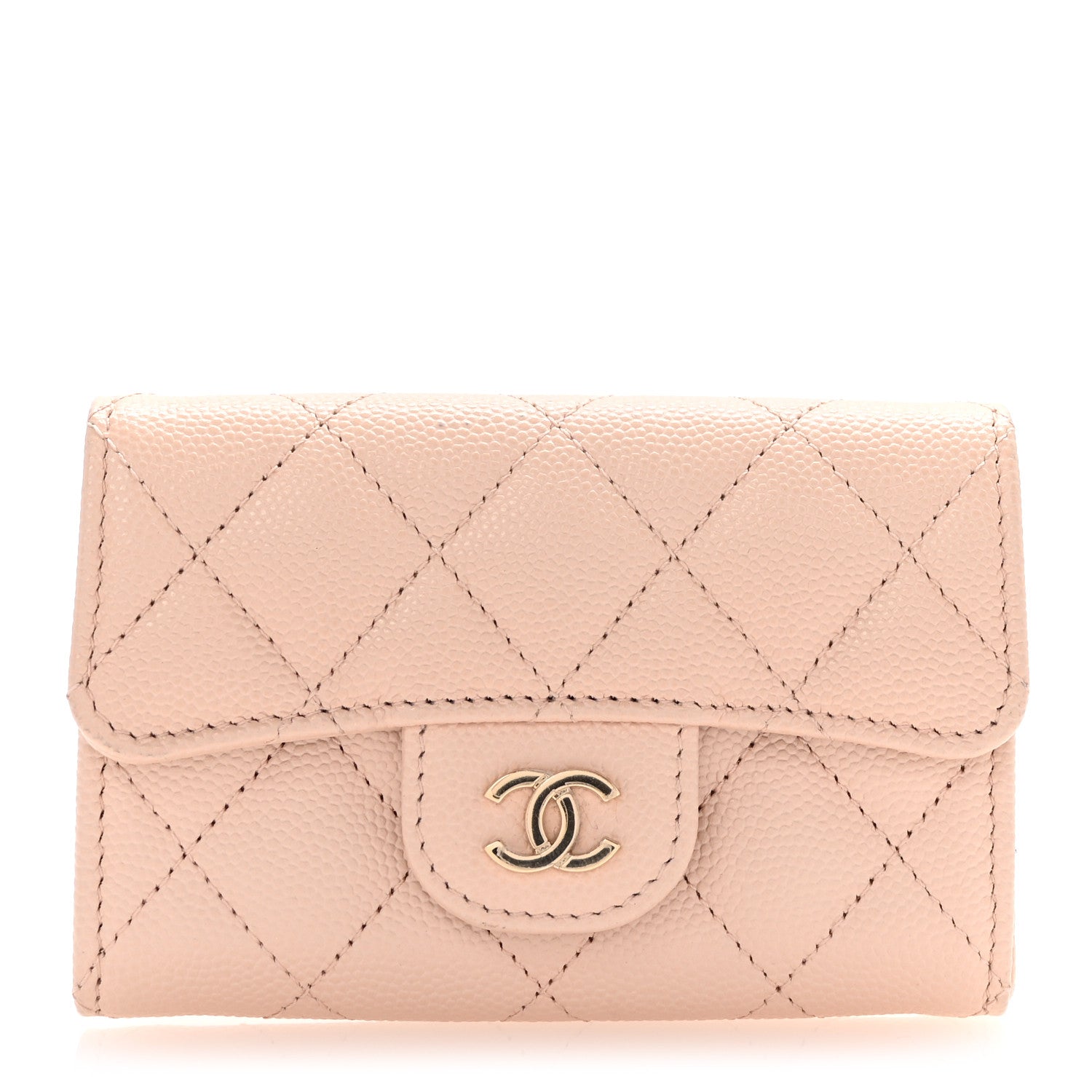 Chanel Caviar Quilted Flap Card Holder Wallet Beige 1 of 9