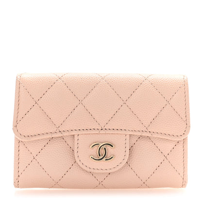 Chanel Caviar Quilted Flap Card Holder Wallet Beige 1 of 9