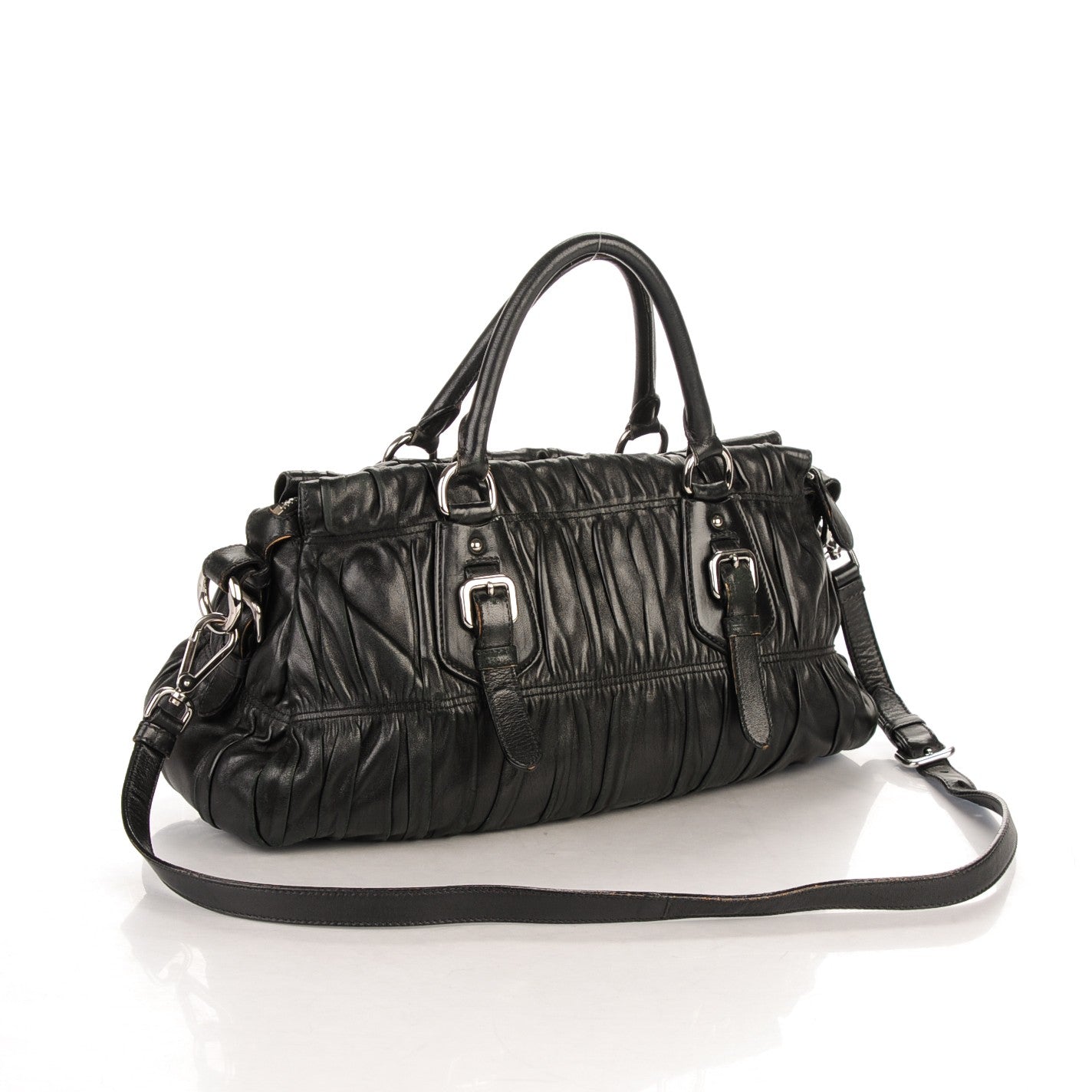 Nappa Gaufre Shopping Satchel Black