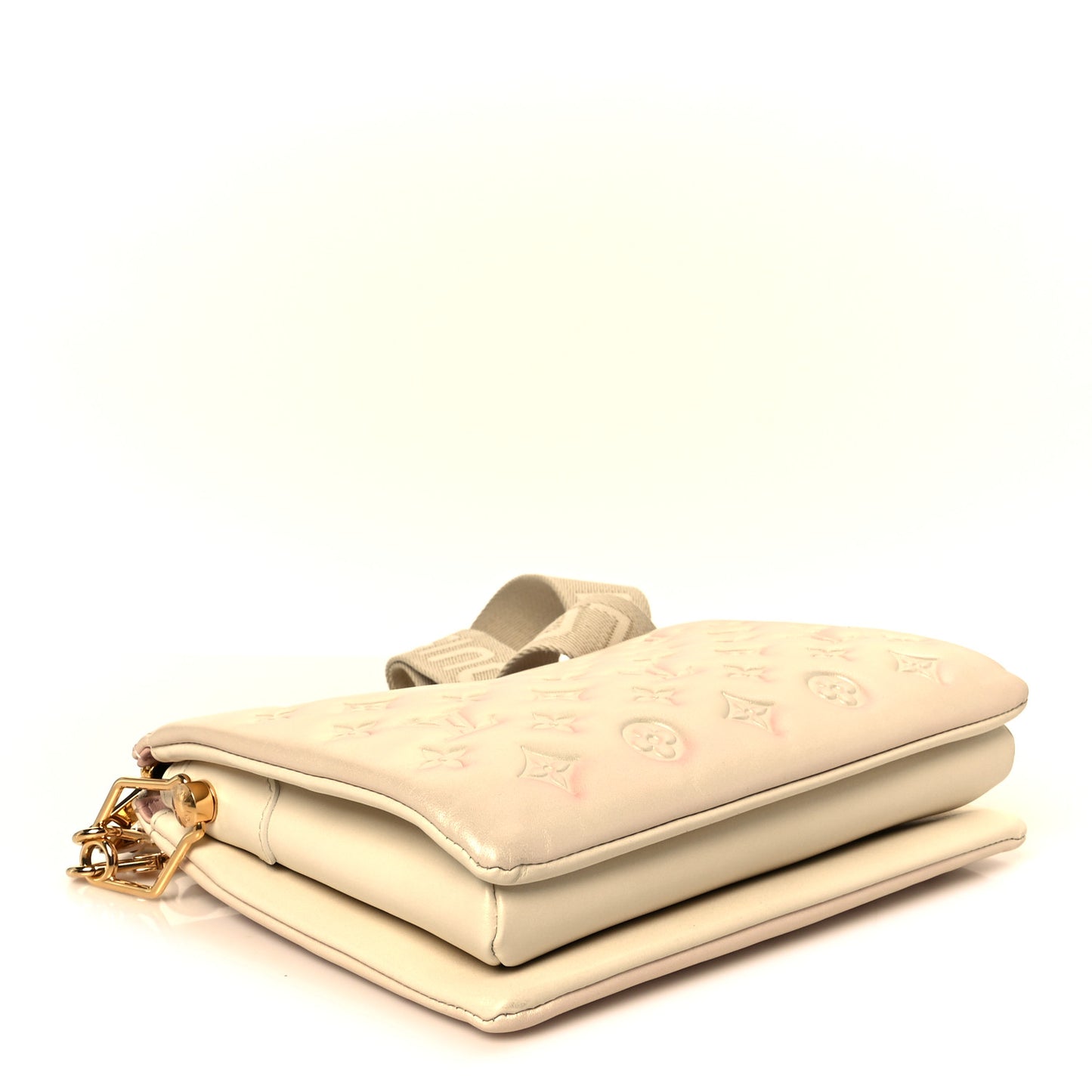 Pearlescent Lambskin Embossed Monogram Coussin PM Beige Rose