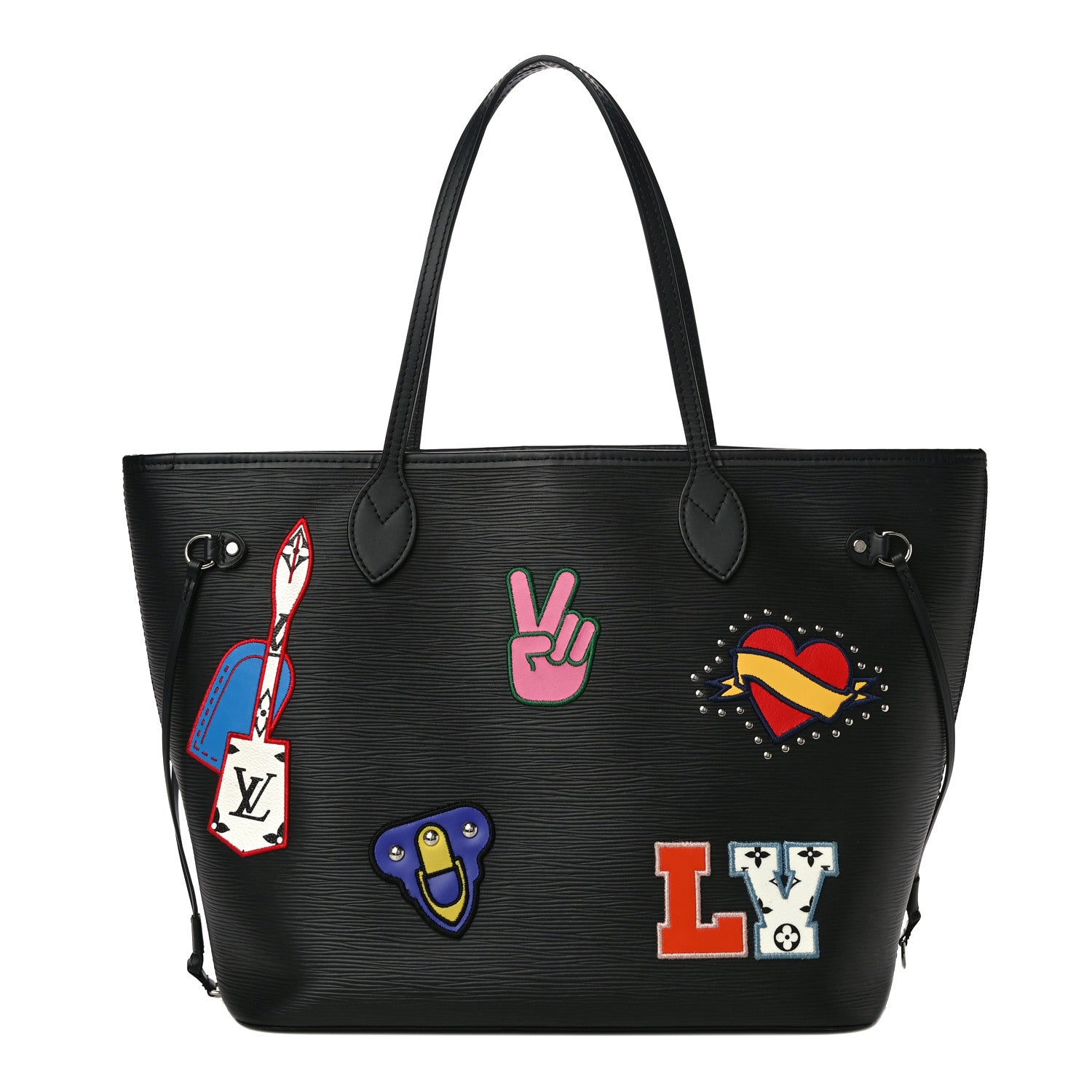 Louis Vuitton Epi Stickers Neverfull MM Black 3 of 12