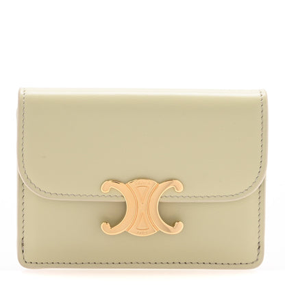 Celine Shiny Calfskin Triomphe Flap Card Holder Almond Green Almond Green 1 of 12