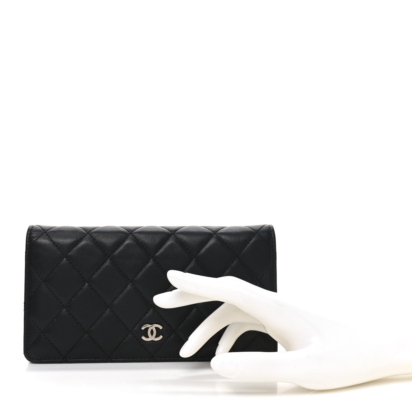 Lambskin Quilted Yen Wallet Black