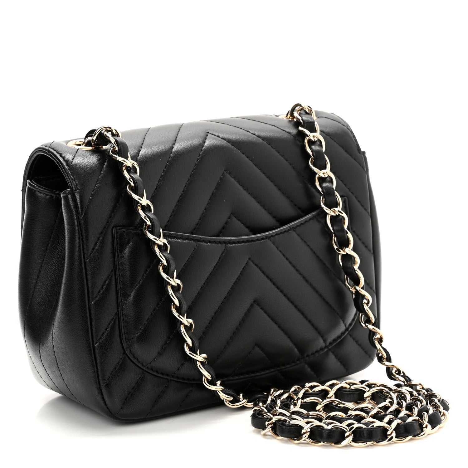 Chanel Lambskin Chevron Quilted Mini Square Flap Black 3 of 10
