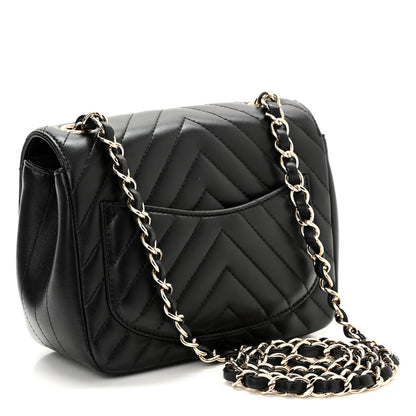 Chanel Lambskin Chevron Quilted Mini Square Flap Black 3 of 10