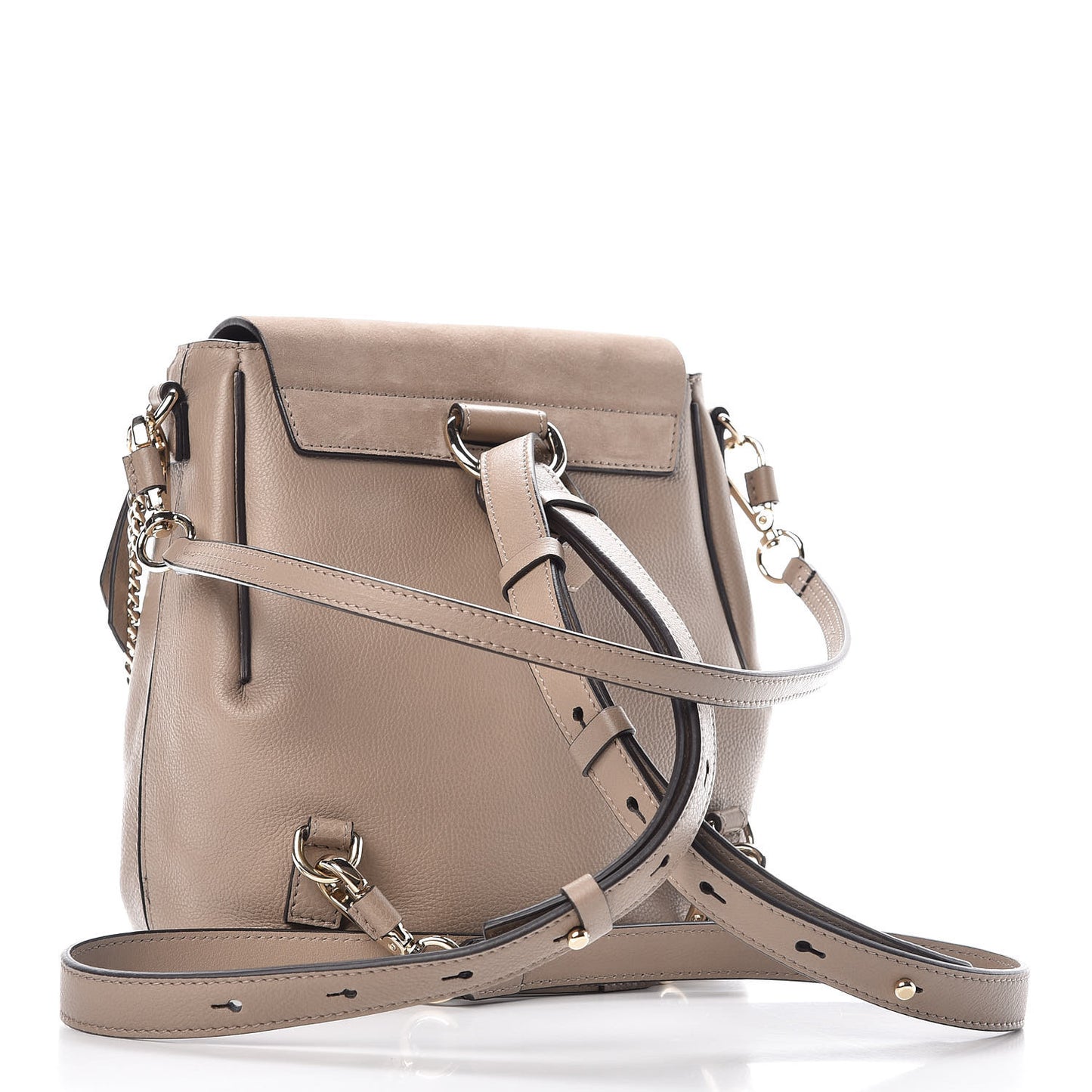 Suede Calfskin Small Faye Backpack Motty Grey