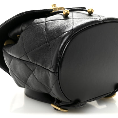 Chanel Lambskin Quilted Logo Mini Backpack Black 9 of 10
