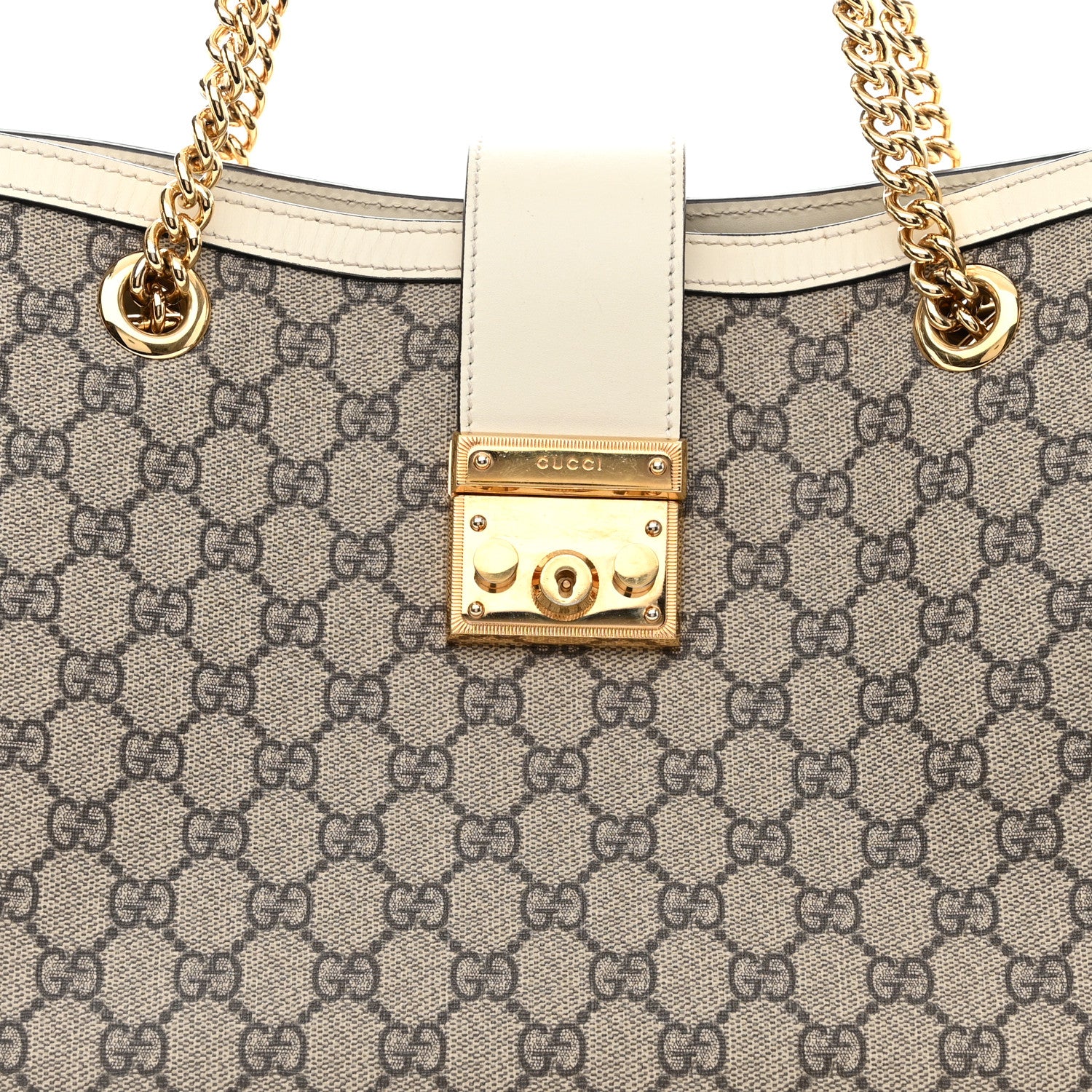 Gucci GG Supreme Monogram Medium Padlock Tote White 8 of 12