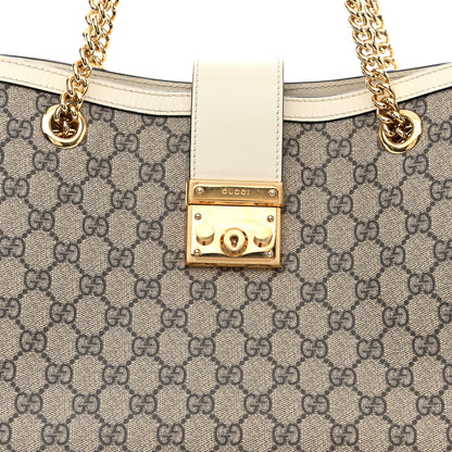 Gucci GG Supreme Monogram Medium Padlock Tote White 8 of 12
