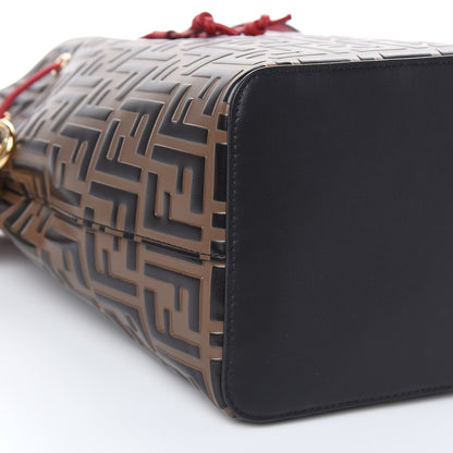 Fendi Vitello Grace F is Fendi Bi-Color FF 1974 Embossed Grande Mon Tresor Bucket Bag Maya Black Fragola 8 of 9