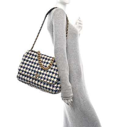 Chanel Tweed Quilted Maxi Chanel 19 Flap Ecru Navy Blue Multicolor 2 of 10